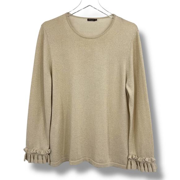 J. McLaughlin Rayne sweater XL pullover ruffle metallic gold shimmer holiday - Picture 1 of 8